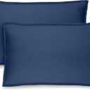 Bare Home Standard Pillow Sham Covers - Set of 2 - Premium 1800 Ultra-Soft Microfiber - Double Brushed - Stain & Fade Resistant - Bed Pillow Shams - Pillows Not Included (Set of 2, Dark Blue)
