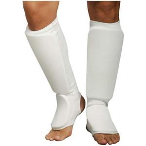 Cloth Shin & Instep Guard Taekwondo, Martial Arts, MMA Foot Protective Gear Protector for Sparring (Black/ White; Child Small to Adult XL) (White, Small)