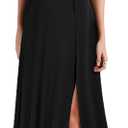 MUSHARE Women's V Neck Sleeveless Split Formal Dress Cocktail Party Prom Long Dresses (Black, M)