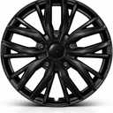 17-Inch Silver ABS Hubcaps with Steel Rings & Adjusters, Patented Design, Universal Fit, Set of 4 Wheel Covers (Glossy Black)