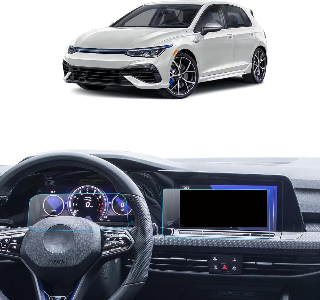 2PCS Car Screen Protector for Volkswagen Golf GTI/R (MK8) 2022-2024 Accessories Navigation& Dashboard Touchscreen Protector Film Tempered Glass 8''