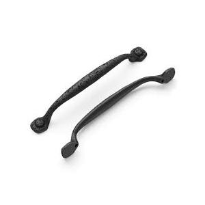 Hickory Hardware Refined Rustic 6-5/16-in , 160mm Center to Center Black Iron Arch Handle Drawer Pull