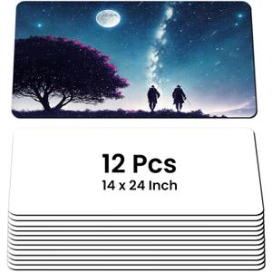 12 Pcs Sublimation Playmat Mouse Pad Blanks 24"x14" Large Desk Mat Sublimation Mousepad Blanks Bulk for Heat Press Printing Custom Design Gifts Non-Slip Rubber Base