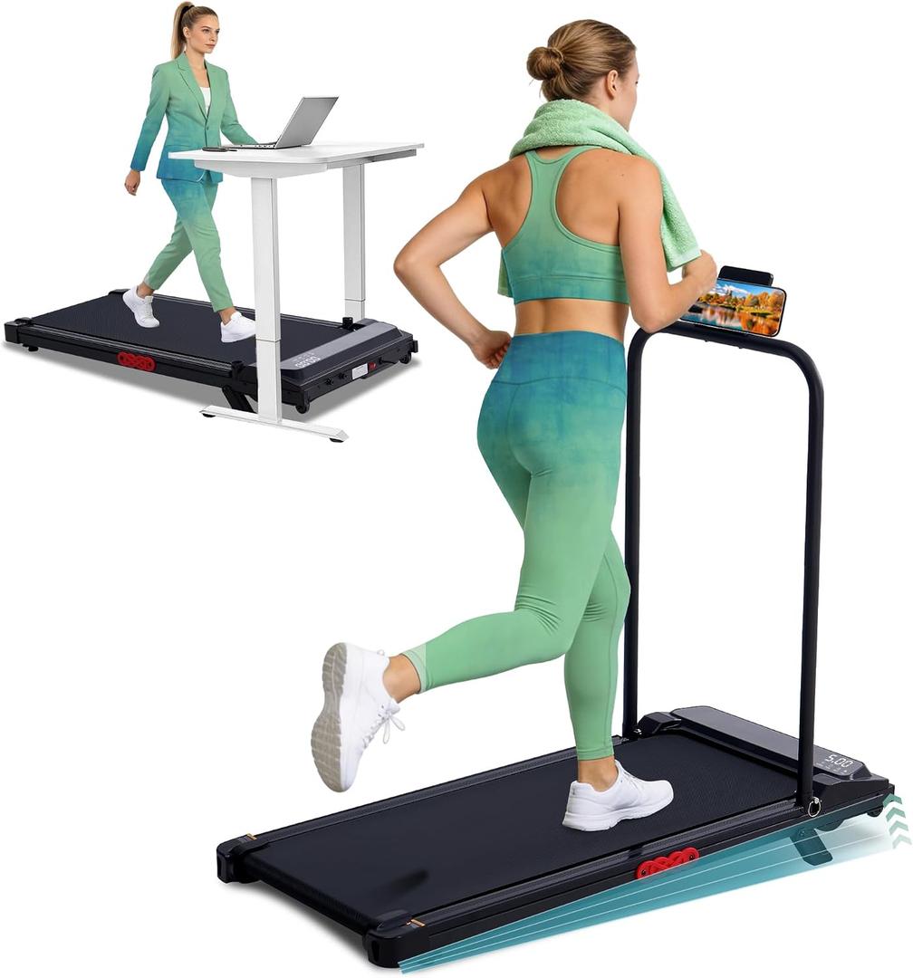 Portable Walking Pad Treadmill with Incline, 0.6-7.6MPH Mini Walking Treadmills for Home Small,3.0HP Electric Under Desk Treadmill for Exercising, Small Treadmills with Handle Bar, 350 LB Capacity