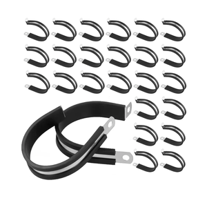 HAKZEON 50 Pack 2 Inch Stainless Steel Cable Clamp, 50mm Wire Conduit Clamps, Rubber Cushioned Insulated Clamp for Tube, Pipe or Wire Cord Installation