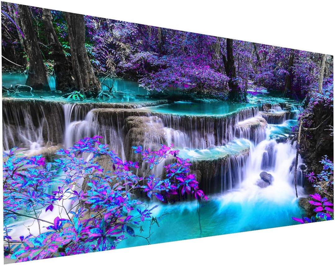 YALKIN 5D Diamond Painting Kits for Adults DIY Large Waterfall Full Round Drill (35.5 x 15.7 inch) Pictures Arts Paint Kits Diamond Painting Kits for Home Wall Decor