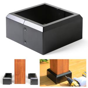 Prinfort 6"x6" (Actual: 5.5"x5.5") Deck Post Base Covers Aluminum, Split Style Post Base Trim Skirt Decorative Black 2Pack