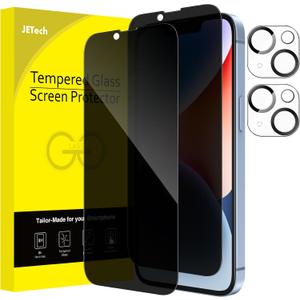 JETech Privacy Full Coverage Screen Protector for iPhone 14 Plus 6.7-Inch with Camera Lens Protector, Anti-Spy Tempered Glass Film, 2-Pack Each