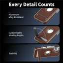 PULOKA for iPhone Leather Covered Phone Case with Kickstand Phone Cases (Brown, iPhone 16)