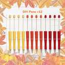 FRVCRS 122 Pcs Holiday Beadable Pens Wood Beads Bulk Ballpoint DIY Crafting Pens Making Kit with Beads for Office Supplies (Thanksgiving)