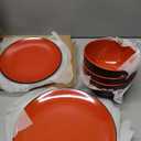 TP 12-Piece Dinnerware Set, Melamine Dishes Set with Bowls and Plates, Non-breakable and Lightweight Dinner Service for 4, Glossy Black and Red