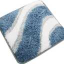 KAMA BRIDAL 12x12 Microfiber Bath Mat Non-Slip Bathroom Floor Rugs Fast Water Absorbent Shower Mat Ultra Soft Bath Rug Anti-Slip Backing Machine Wash (Blue)