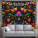Keiutexe Mexico Floral Tapestry 60" X 40" Mexican Flowers Bird Traditional Wall Hanging Party Decorations Home Decor For Bedroom Living Room Dorm (150 X 100cm)