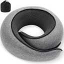 Neck Pillow, Travel Pillow uses Memory Foam to Support Neck Comfort, Ideal Companion for Airplane and car Travel, Compact, Convenient, and Versatile Airplane Sleep Pillow(Gray)