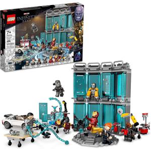 Lego Marvel Iron Man Armory Toy Building Set 76216, Avengers Gift for 7 Plus Year Old Kids, Boys & Girls, Iron Man Pretend Play Toy, Marvel Building Kit with MK3, MK25 and MK85 Suit Minifigures