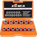 XEWEA Professional 14PCS Bolt Extractor Set, 3/8" Drive Impact Stripped Bolt Remover Socket Set for Removing Damaged Broken Rounded Off Bolt & Nut, Impact Grade Cr-Mo Steel with Case Father's Day Gift