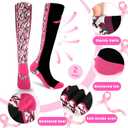 YLOLUL Breast Cancer Awareness Socks Football Knee High Calf Socks Soccer Athletic Accessories for Men Women Volunteer (Black)