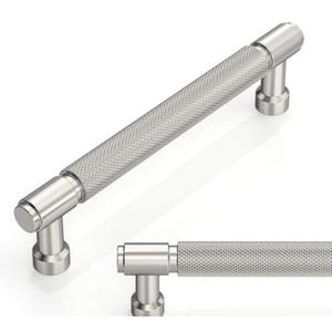 Talentedeco 10 Pack Brushed Satin Nickel Knurled Cabinet Pulls 5 Inch(128mm) Kitchen Cabinet Handles Cabinet Hardware for Drawer Pulls