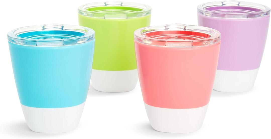 Munchkin Splash Open Toddler Cups with Training Lids, 7 Ounce, Multicolored, 4 Pack (Blue/Green/Pink/Purple)