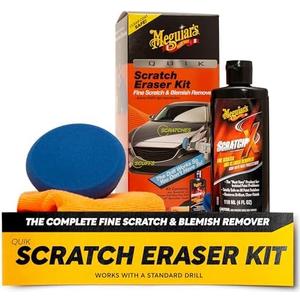 Meguiar's Quik Scratch Eraser Kit, Car Scratch Remover for Repairing Surface Blemishes, Car Care Kit with ScratchX, Drill-Mounted Pad, and Microfiber Towel, 3 Count