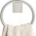 STWWO Brushed Nickel Towel Ring, Hand Towel Holder for Bathroom, Self Adhesive Hand Towel Rings for Bath, Kitchen, RV, No Drill Hole