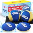 SYNCFUN 4 Pcs Skip Water Balls,Splash Water Bouncing Balls with Mesh Bag, Beach Toys for Kids, Pool Toys for Friends and Family, Fly Swimming Game Adults, Boys,Teens, Great for All Ages (Yellow, Blue)