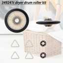Dryer Repair Kit Replace for Whirlpool WED5050LW0 WED5050LW1 WED5100VQ0 WED5100VQ1 WED5200VQ0 WED5200VQ1 WED5100SQ0 WED5300ST0 - Drum Rollers 14210017, Belt 341241, Idler Pulley 14210023