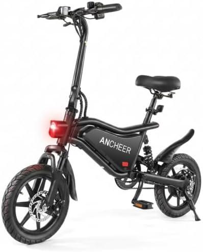 ANCHEER Folding Electric Bike for Adults, 374Wh Ebike, 20MPH Electric Bikes, 14" Foldable Electric Bicycle, 20-50 Miles Electric Bikes, E Bike, LCD Display, Dual Suspension, UL2849 Compliant