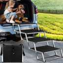 Joyrally Dog Stairs, Extra Wide Dog Stair for Large Dogs,Dog Steps for Car, Foldable Dog Ramp, Pet Steps Light Weight Aluminum,High Beds,for SUV Trucks, Supports up to 200 lbs (Extra Wide-4 Steps)