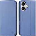 SHIELDON Real Leather Case Wallet for iPhone 17 6.3-inch 5G 2025 | Magnetic Closure | Folio | RFID Blocking Card Holder | Kickstand | Soft Shockproof Phone Cover | Wisteria Purple