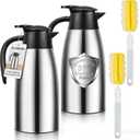 2 Pcs 60 OZ Insulated Coffee Carafe  Thermal Stainless Steel Carafe for Hot Liquids | Double Wall Coffee Thermos Dispenser with Cleaning Brushes  Keep 12H Hot & 24H Cold