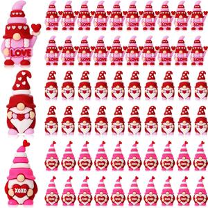 60 Pcs Valentine's Day mini Gnomes Figurines Tiny Dwarf Statue Gifts for Anniversary Wedding Party Favors Valentine Tiered Tray Table Display Cake Decor Hide and Seek