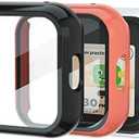 2 Pack Case Compatible with Sync UP Kids Watch Screen Protector (Not Compatible with SyncUP Watch 2), Hard PC & Tempered Glass SyncUP Kids Watch Protector (Black&Orange)