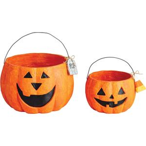 Mud Pie Halloween Mache Pumpkin Treat Buckets