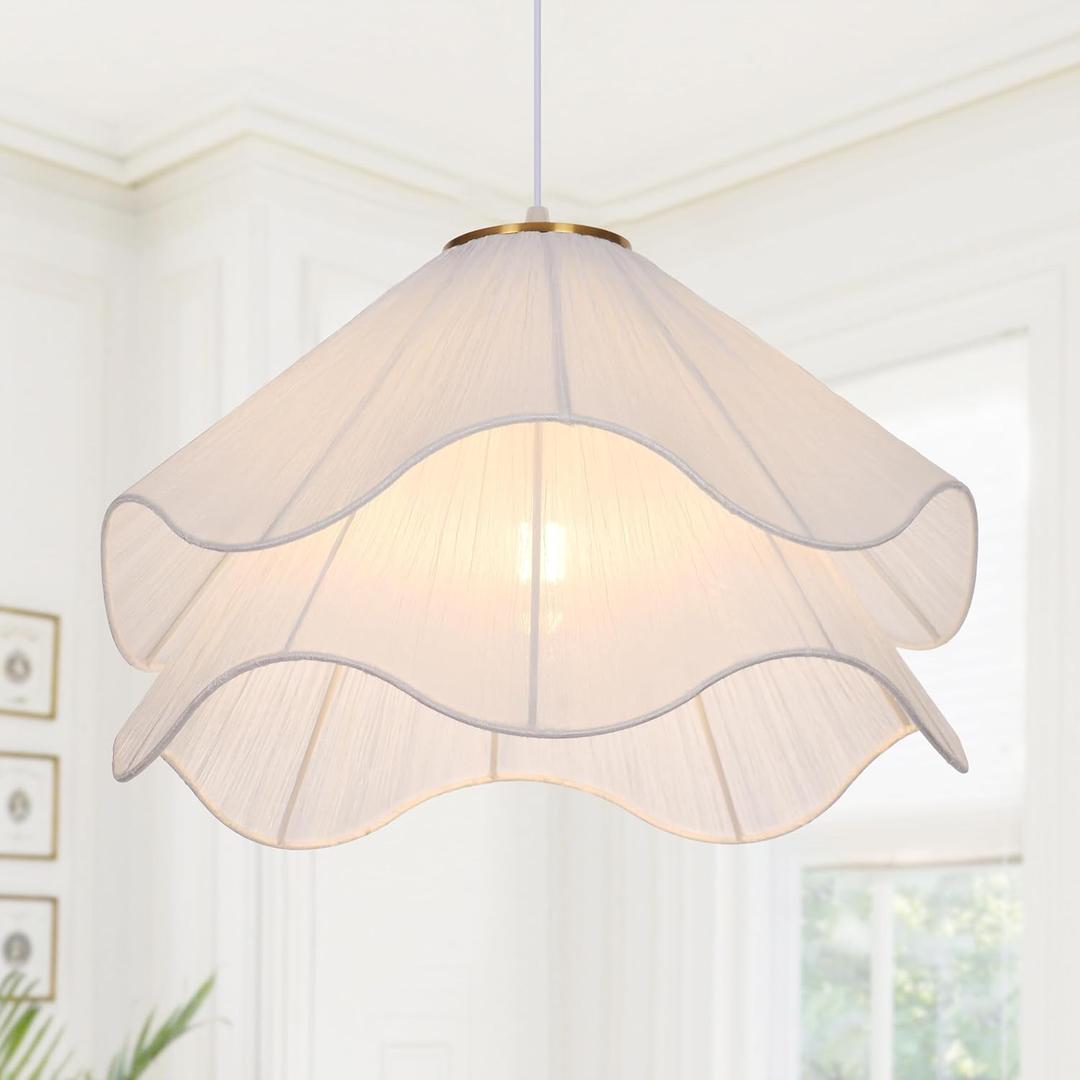 15.7" Pendant Lights Kitchen Island, 1-Light Flower Chandelier Modern Petal Fabric Ceiling Hanging Lighting Fixture Decor for Dining Room, Bedroom, Living Room, Entryway, Foyer, Nursery, 15.7" W x 10.2" H