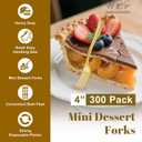 WDF Disposable Plastic Mini Forks 300 Pieces 4 Inches | Mini Gold Forks | Plastic Dessert Forks | Perfect for Small Appetizers and Desserts for Wedding/Party/Birthday