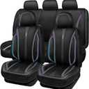 CAR PASS Nappa Leather Car Seat Covers, Durable Waterproof Luxury Universal for SUV Pick-up Truck Sedan, Anti-Slip Driver 5 Seats Covers Full Set with Backrest (Black Chameleon Iridescent Reflective)