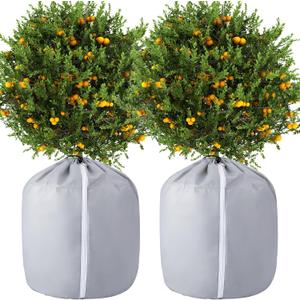 Tlswshsy 2 Pack Plant Winter Protection Pot - 27.6" x 25.6" Flower Pot Protection Bag - Anti-Frost Winter Pot Plant Cover with Drawstring and Zipper for Winter Outdoor Fruit Trees Potted Plants Shrubs