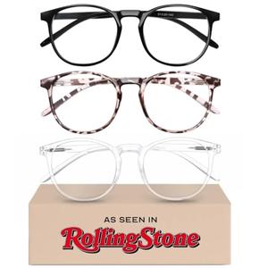 IBOANN Chic & Comfy Blue Light Glasses for Women - 3-Pack Round Frames, Screen-Ready Style with UV Protection Coating