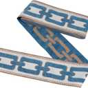 PH PandaHall 5.5Yard Embroidered Drapery Trim 3.6inch Wide Geometric Ribbon Polyester Jacquard Grid Ribbon Blue Drapery Banding Trim Tape for Drapes Curtain Banding Sewing Clothing Decor
