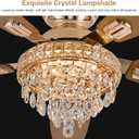 Crystal Ceiling Fan Fandelier with Lights-Ceiling Fans with Lights,50" Low Profile and Remote Control, Flush Mount, Reversible, Dimmable, Noiseless,Gold Ceiling Fan for Bedroom