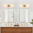 Wall Sconces Set of Two, Hardwired Brushed Gold Bathroom Sconces Wall Lighting with Clear Glass, Modern Sconces Wall Decor Set of 2 Bathroom Light fixtures for Mirror Hallway (Bulbs Not Included)