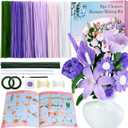 Funtopia Pipe Cleaner Flowers, 540 Pcs Pipe Cleaners Craft Bulk, Pipe Cleaner Flower Kit with Instruction, Chenille Stems for Flower Making, DIY Bouquets and Party Decorations (Purple, 12in x 7mm)