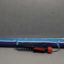 7ft Heavy Duty High Wind Beach Umbrella Parasols with sand anchor & Tilt Sun Shelter, UV 50+ Protection Outdoor Sunshade Umbrellas Carry Bag for Patio Garden Pool Backyard Stripe Blue insert completely into the sand