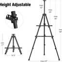 Art Painting Artist Easel Stand, Portable Adjustable Aluminum Metal Tripod Display Easel with Bag, Height from 17 to 66 inch for Table-Top/Floor Drawing and Displaying, Black
