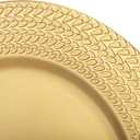 SOUJOY 12 Pack Plastic Gold Charger Plates, 13 Inch Dinner Plate, Leaf Trim Antique Charger Plate for Weddings, Parties, Anniversary, Thanksgiving, Christmas