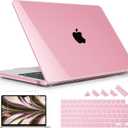 Compatible with MacBook Air 15 inch Case M4 A3241 M3 A3114 M2 A2941 2025 2024 2023 Releaes, Plastic Hard Case with Keyboard Cover for Mac Air 15.3" Fits Touch ID, Crystal Pink