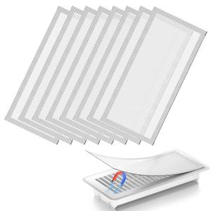 Hon&Guan Floor Vent Covers, Strong Magnetic Air Filters, 4.7x10.2'' PVC Floor Register Vent Screens for Home Wall/Ceiling Catch Debris Hair Dust (White, 6PCS)