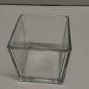 1 Pack Square Glass Vase 4" x 4" x 4", Clear Flower Vase for Centerpieces, Candle Holder for Wedding Party Events, Home Dcor