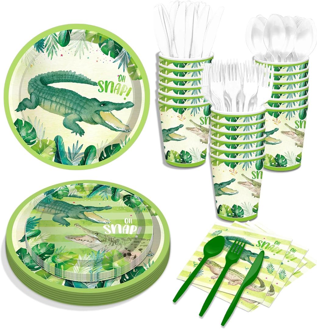 116 Ps Crocodile Party Supplies 16 Guests Crocodile Party Decorations Including Crocodiles Partys Paper Plates Dinner Plates Napkins Cups Set
